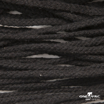 Шнур плетеный d-6 мм круглый, 70% хлопок 30% полиэстер, уп.90+/-1 м, цв.1078-черный - купить в Сарове. Цена: 588 руб.
