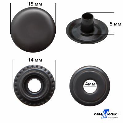 Кнопка металлическая кольцевая, 15 мм (уп. 720+/-20 шт), цвет оксид - купить в Сарове. Цена: 1 286.95 руб.