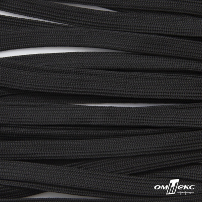 Шнур плетеный (плоский) d-12 мм, (уп.90+/-1м), 100% полиэстер, цв. - черный - купить в Сарове. Цена: 8.62 руб.