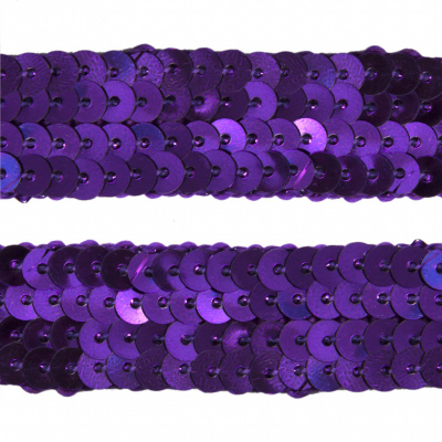 Тесьма с пайетками 12, шир. 20 мм/уп. 25+/-1 м, цвет фиолет - купить в Сарове. Цена: 778.19 руб.