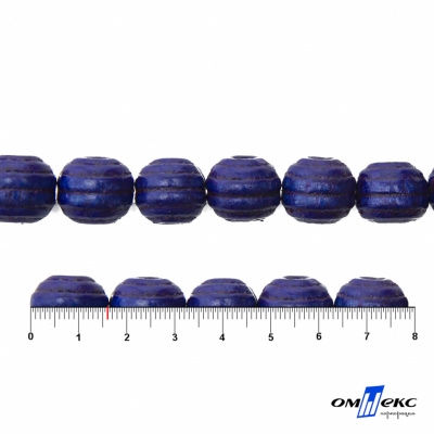 0309-Бусины деревянные "ОмТекс", 16 мм, упак.50+/-3шт, цв.006-синий - купить в Сарове. Цена: 62.22 руб.