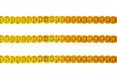 Пайетки "ОмТекс" на нитях, CREAM, 6 мм С / упак.73+/-1м, цв. 92 - золото - купить в Сарове. Цена: 484.77 руб.