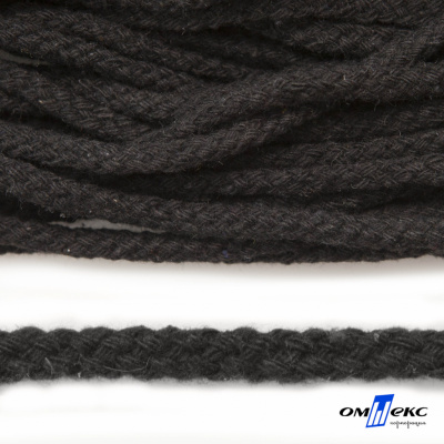 Шнур плетеный d-6 мм круглый, 70% хлопок 30% полиэстер, уп.90+/-1 м, цв.1078-черный - купить в Сарове. Цена: 594 руб.