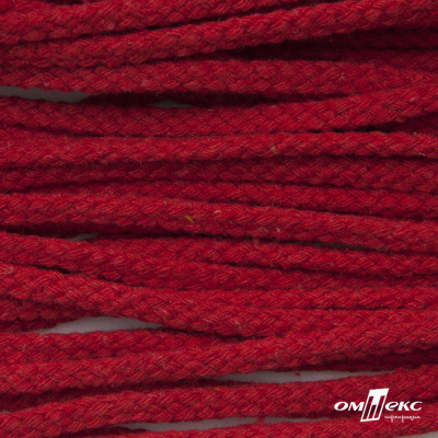 Шнур плетеный d-6 мм, круглый 70% хлопок 30% полиэстер, уп.90+/-1 м, цв.1064-красный - купить в Сарове. Цена: 588 руб.