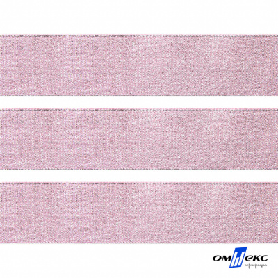 Лента парча 3341, шир. 33 мм/уп. 33+/-0,5 м, цвет розовый-серебро - купить в Сарове. Цена: 178.13 руб.