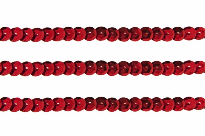 Пайетки "ОмТекс" на нитях, SILVER-BASE, 6 мм С / упак.73+/-1м, цв. 3 - красный - купить в Сарове. Цена: 468.37 руб.