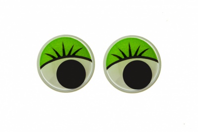 Глазки для игрушек, круглые, с бегающими зрачками, 15 мм/упак.50+/-2 шт, цв. -зеленый - купить в Сарове. Цена: 113.01 руб.