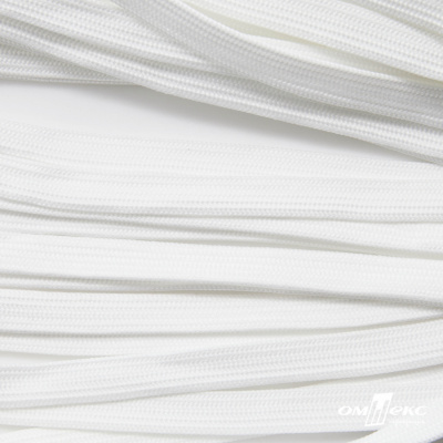 Шнур плетеный (плоский) d-12 мм, (уп.90+/-1м), 100% полиэстер, цв. - белый - купить в Сарове. Цена: 8.62 руб.