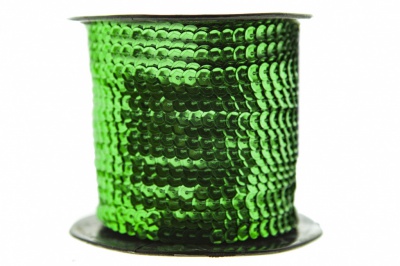 Пайетки "ОмТекс" на нитях, SILVER-BASE, 6 мм С / упак.73+/-1м, цв. 4 - зеленый - купить в Сарове. Цена: 484.77 руб.