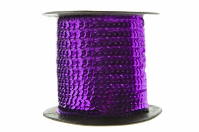 Пайетки "ОмТекс" на нитях, SILVER-BASE, 6 мм С / упак.73+/-1м, цв. 12 - фиолет - купить в Сарове. Цена: 300.55 руб.