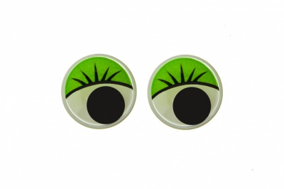 Глазки для игрушек, круглые, с бегающими зрачками, 12 мм/упак.50+/-2 шт, цв. -зеленый - купить в Сарове. Цена: 95.04 руб.