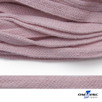 Шнур плетеный d-8 мм плоский, 70% хлопок 30% полиэстер, уп.85+/-1 м, цв.1019-св.розовый - купить в Сарове. Цена: 735 руб.