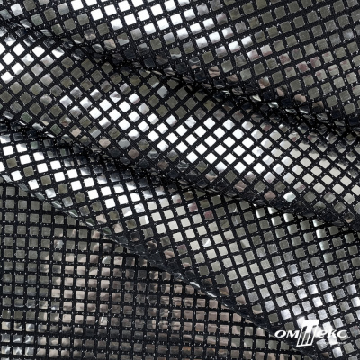 Трикотажное полотно голограмма, шир.140 см, #603 -черный/серебро - купить в Сарове. Цена 771.75 руб.