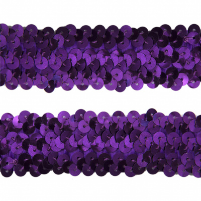 Тесьма с пайетками 12, шир. 30 мм/уп. 25+/-1 м, цвет фиолет - купить в Сарове. Цена: 1 098.48 руб.