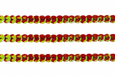 Пайетки "ОмТекс" на нитях, CREAM, 6 мм С / упак.73+/-1м, цв. 96 - красный - купить в Сарове. Цена: 484.77 руб.