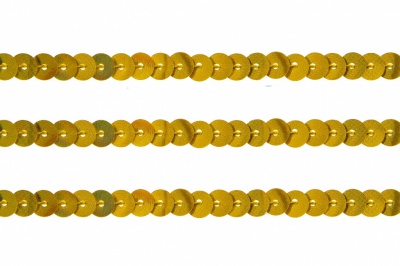 Пайетки "ОмТекс" на нитях, SILVER SHINING, 6 мм F / упак.91+/-1м, цв. 48 - золото - купить в Сарове. Цена: 356.19 руб.